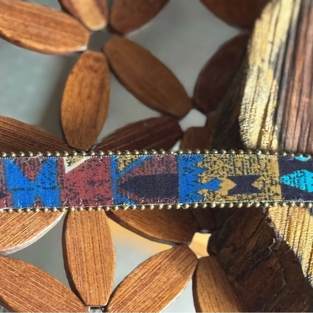 Aztec Multicolor Patterned Women's Belt Silver Buckle Trim 41